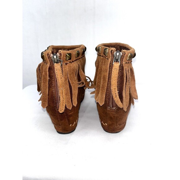 Mossimo Supply Co Moccasin Womens 8.5 Studded Wedge Fall Fringe Zipper Booties - Picture 8 of 8